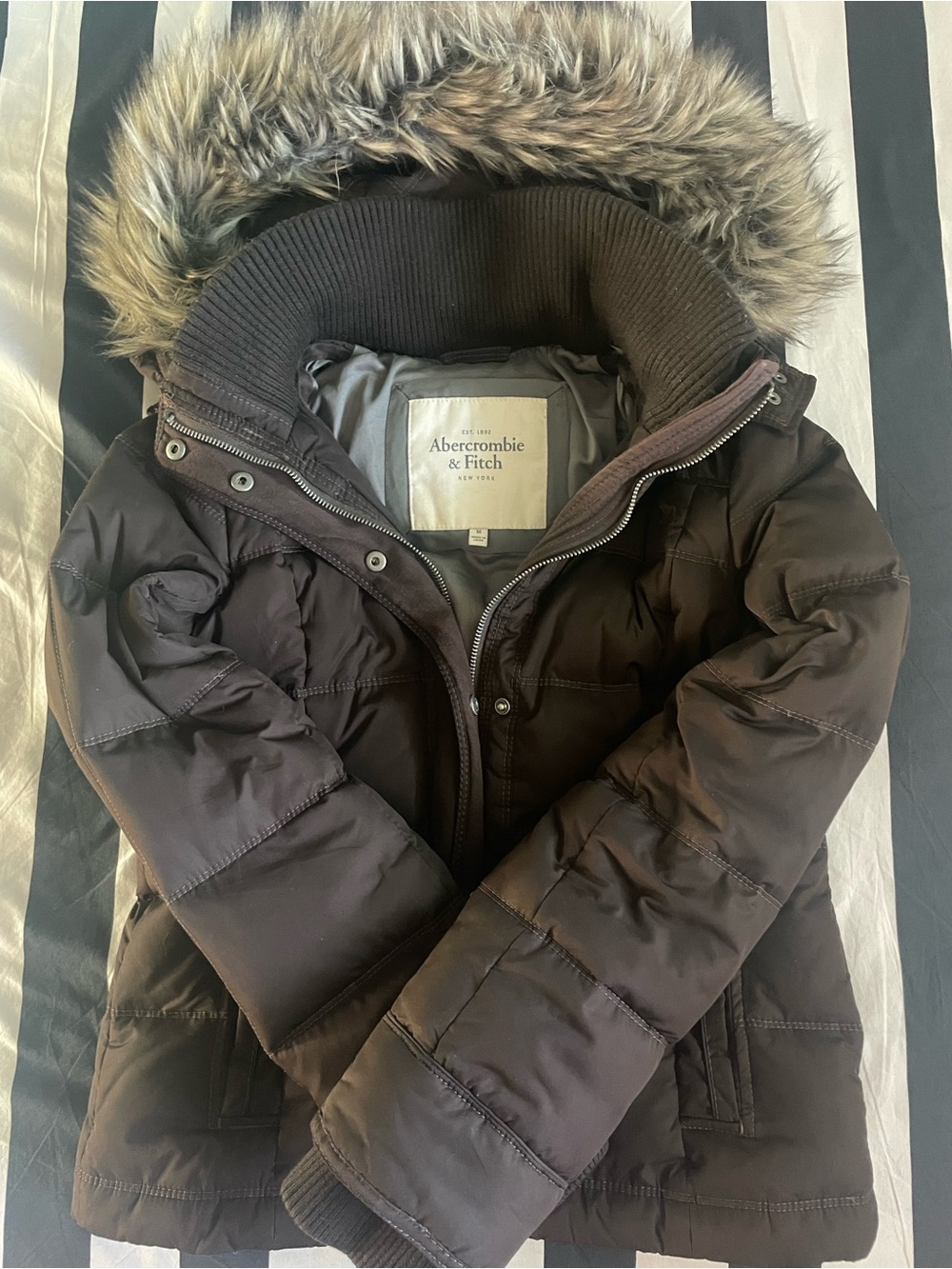 Abercrombie & Fitch brown fur lined jacket